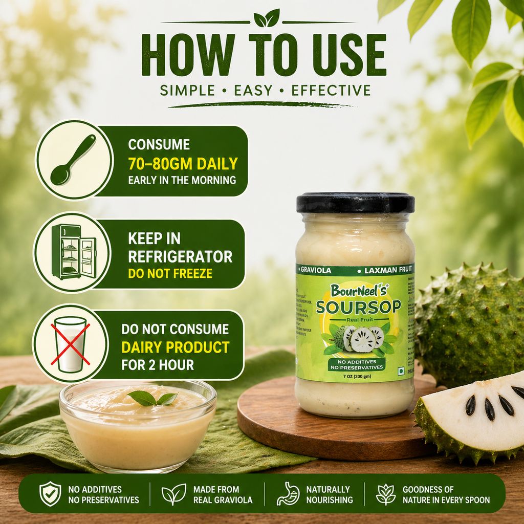 BourNeel's® Soursop Fruit Jar 200gm Pack of 1 | No Preservatives | Graviola Laxman Phal Fruit | High Vitamin C | view 2