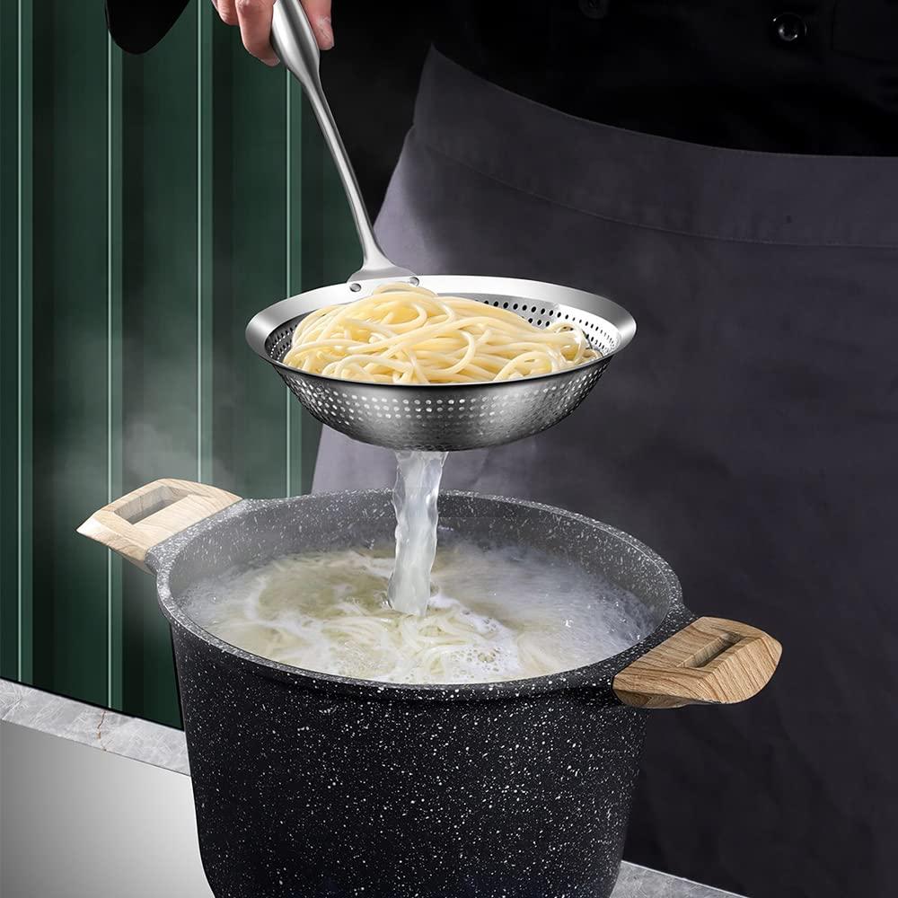Onions Kitchen Slotted Serving Skimmer Spoon Stainless Steel Colander with Large Bowl, view 2