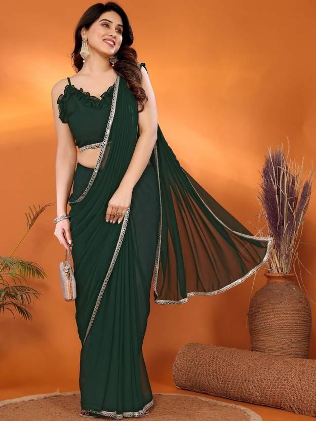 Georgette Saree with Mirror Work Border view 2