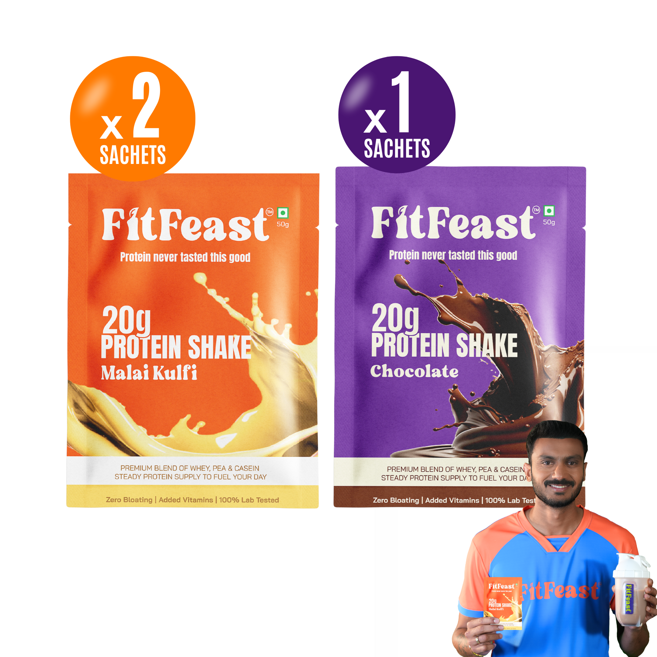 Protein Sachet : 2 Malai Kulfi, 1 Chocolate (50g Each)