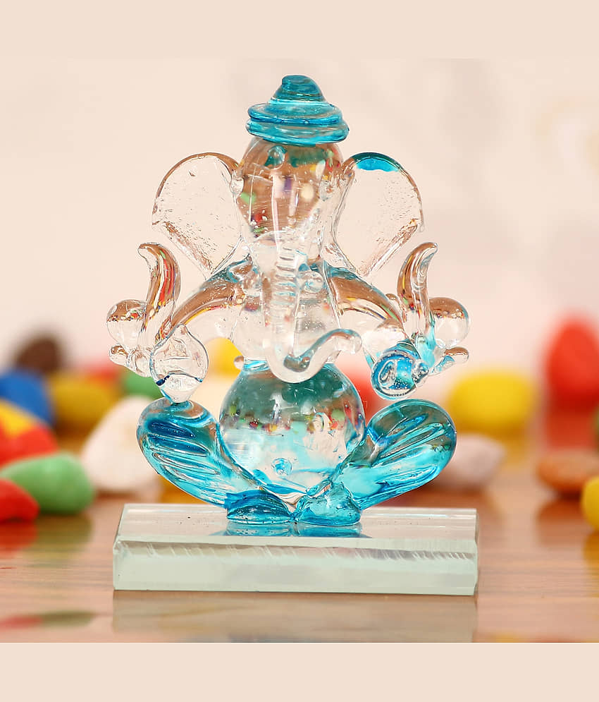 eCraftIndia Showpiece Crystal Ganesha Idol 6 x 4 cms Pack of 1 view 2