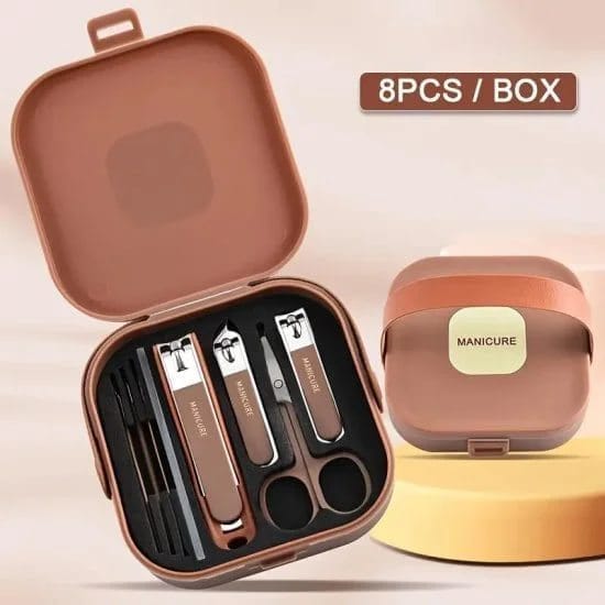 Professional Stainless Steel 8 in 1 Manicure Pedicure Kit with Stylish Case for Men Women Premium Steel Tools (Original Quality)
