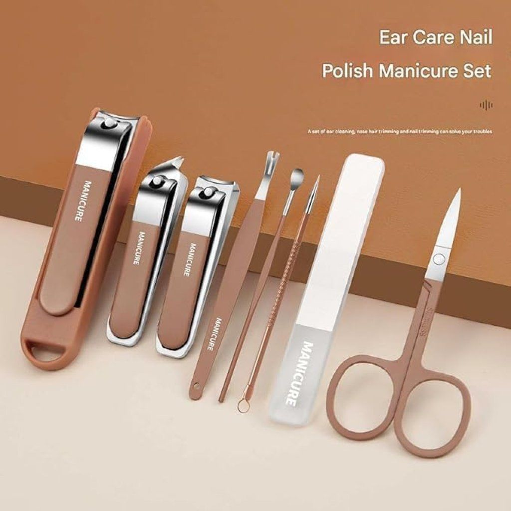 Professional Stainless Steel 8 in 1 Manicure Pedicure Kit with Stylish Case for Men Women Premium Steel Tools (Original Quality) view 2