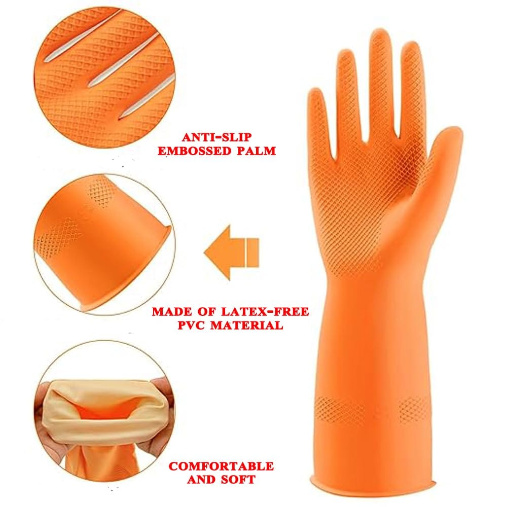 Heavy Duty Reusable Household Rubber Hand gloves, Dishwashing Gloves, Kitchen Cleaning, Working, Painting, Washing, Gardening, Pet Care (Long Sleeve | Suitable for woman and man.) view 2