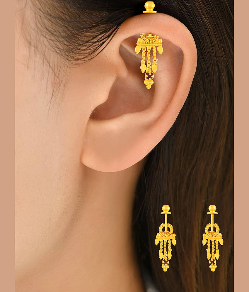 LUV FASHION Golden Threader Earrings ( Pack of 1 )
