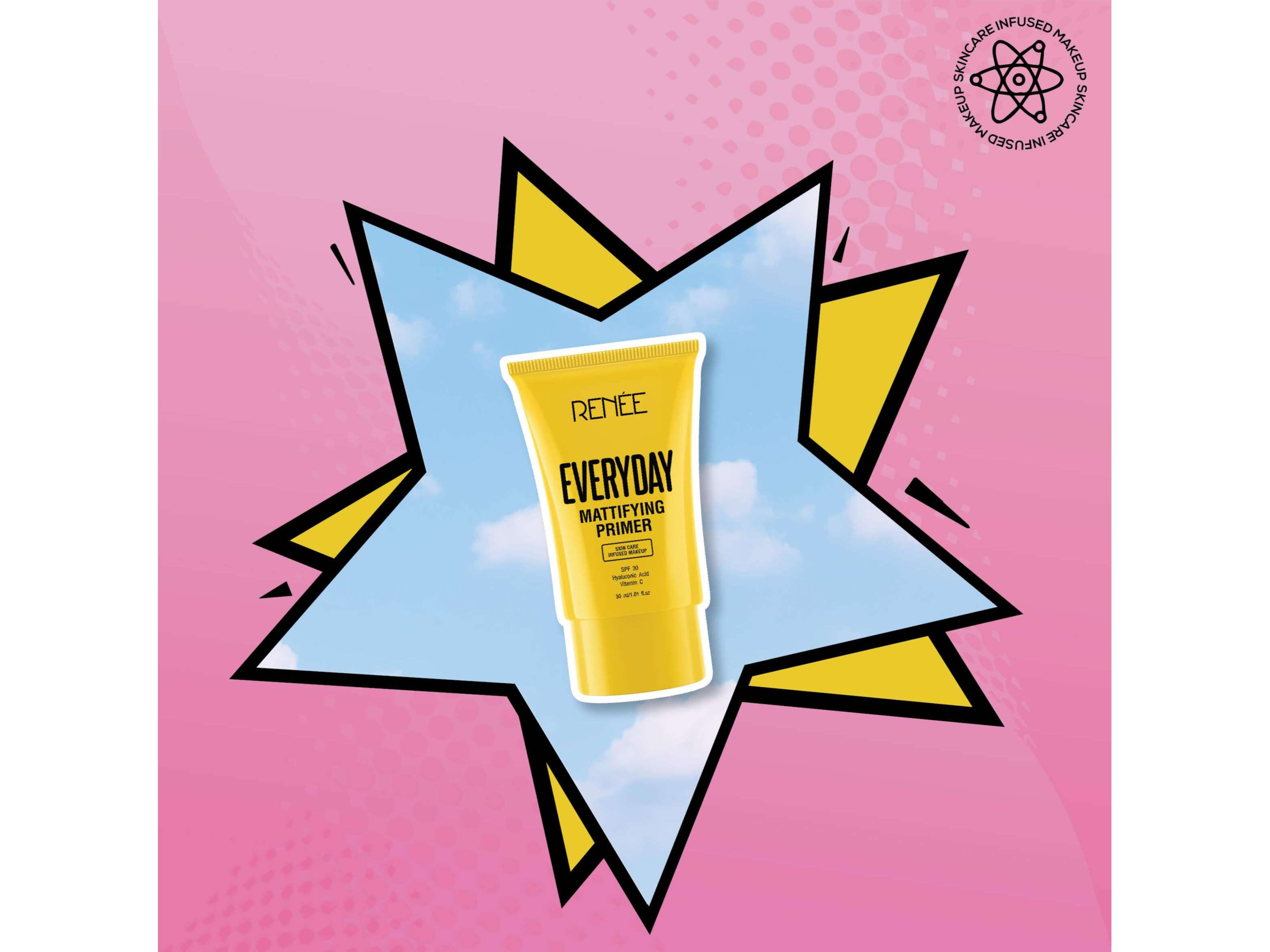 RENEE Everyday Primer, Blurs Fine Lines, Wrinkles & Pores, Smoothen Skin Texture, Lightweight & Non-Sticky, Long Lasting Formula with Matte Finish, Enriched with Vitamin C, Hyaluronic Acid & SPF 30, Cruelty-Free Skincare Infused Makeup, 30 ml view 2
