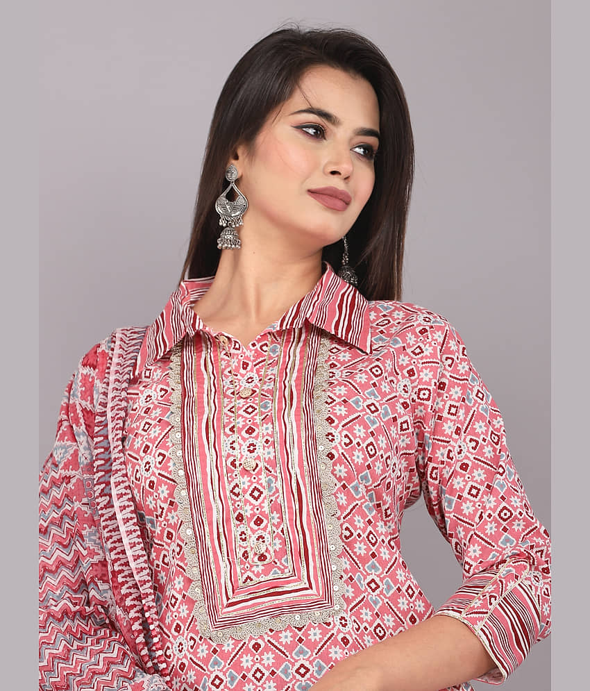 HIGHLIGHT FASHION EXPORT - Brown Straight Cotton Women's Stitched Salwar Suit ( Pack of 1 ) view 2