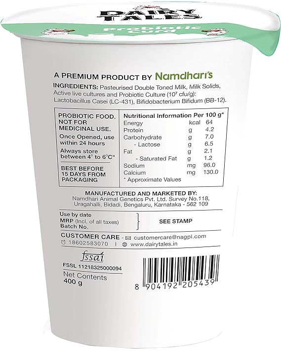 Dairy Tales Probiotic Set Curd, 400 Gm view 2