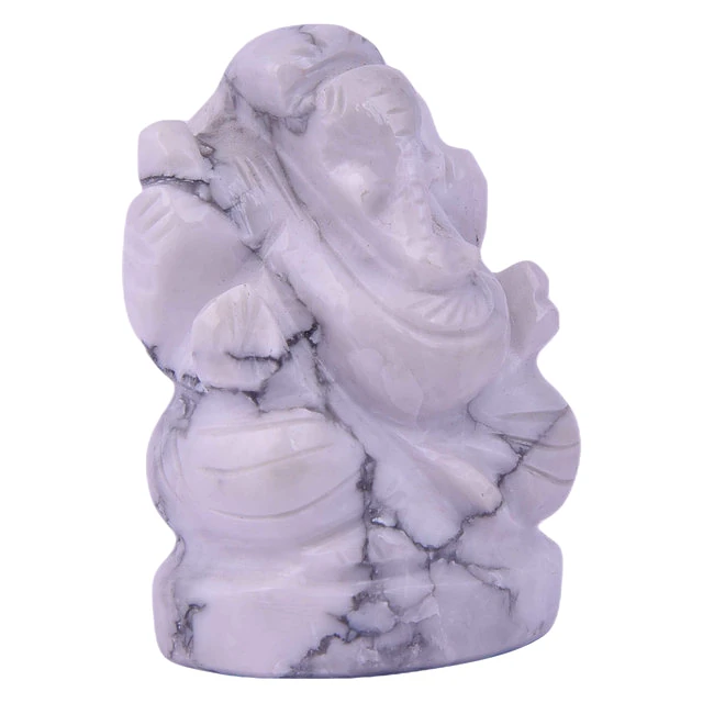 Howlite Crystal Ganesha,Handmade God Ganpati, Ganesha for Pooja, Home Décor, Car Dashboard and Pooja(KI_084) by Krishna Impex view 2