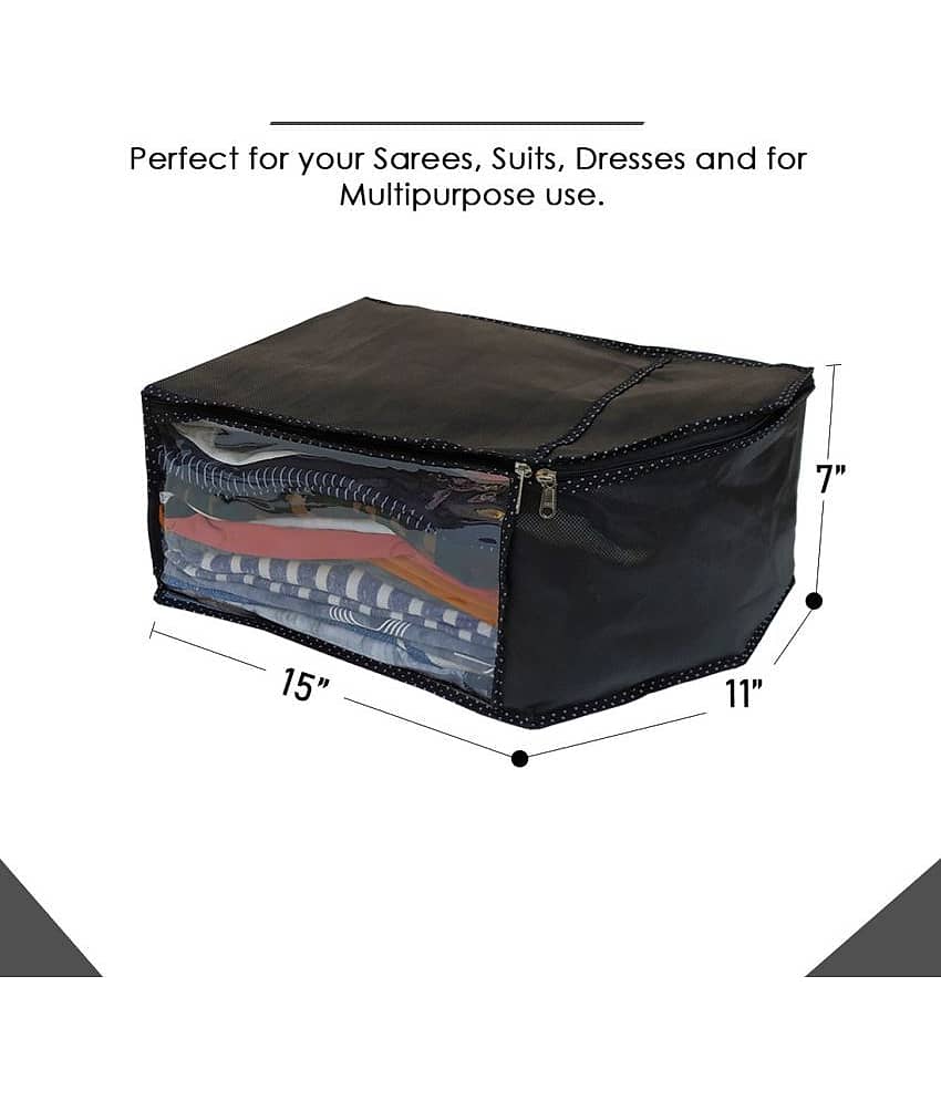 Sh Nasima Blouse Covers Organizer Non Woven Blouse Storage Bag With Transparent Window Black less pack Of 8 view 2