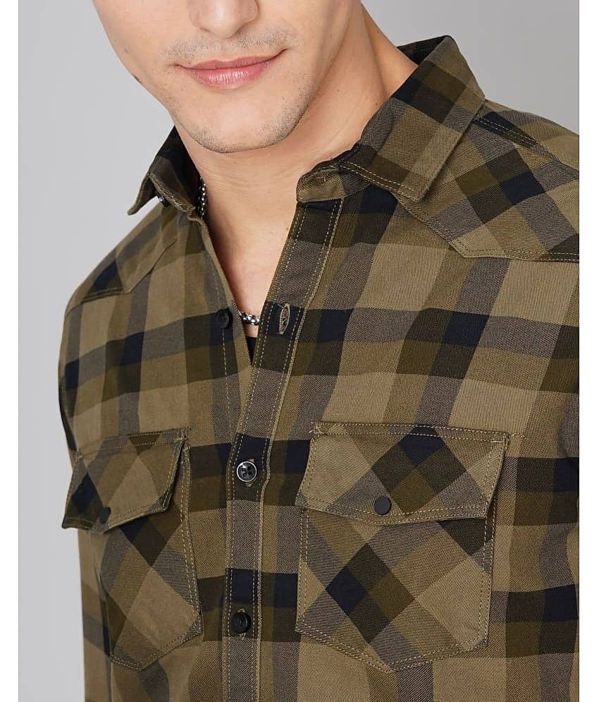 Paul Street - Olive 100% Cotton Slim Fit Men's Casual Shirt ( Pack of 1 ) view 2