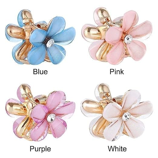 10 Pcs Resin Pearl Mini Claw Metal Clips Flower Multicolor Design Small Clutcher Barrettes Hair Accessories for Women and Girls view 2