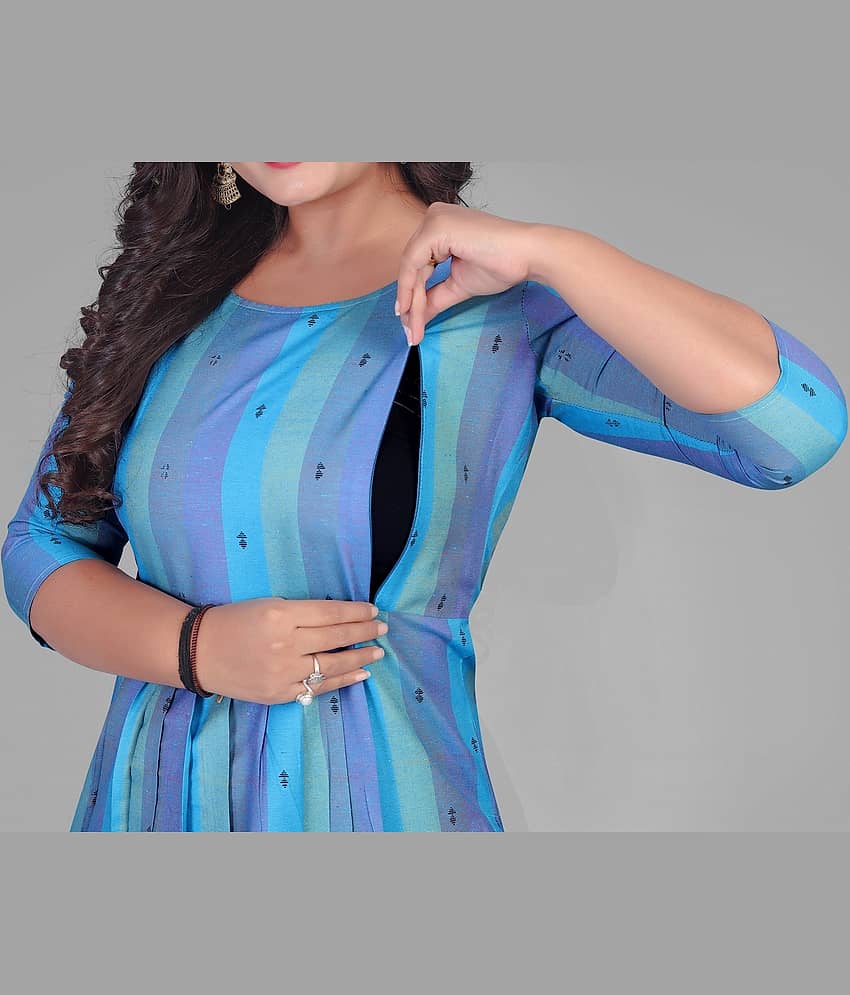 Parastri Blue Cotton Maternity Tops view 2