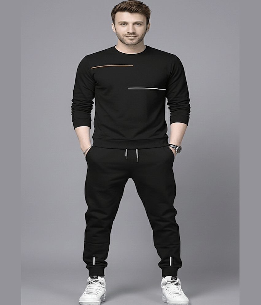 Reya Black Cotton Blend Regular Fit Men's Tracksuit ( Pack of 1 ) view 2
