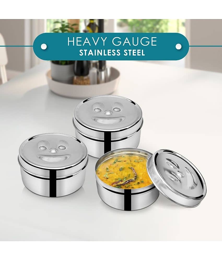 Dream Home Keep smiling Steel Silver Food Container ( Set of 9 ) view 2