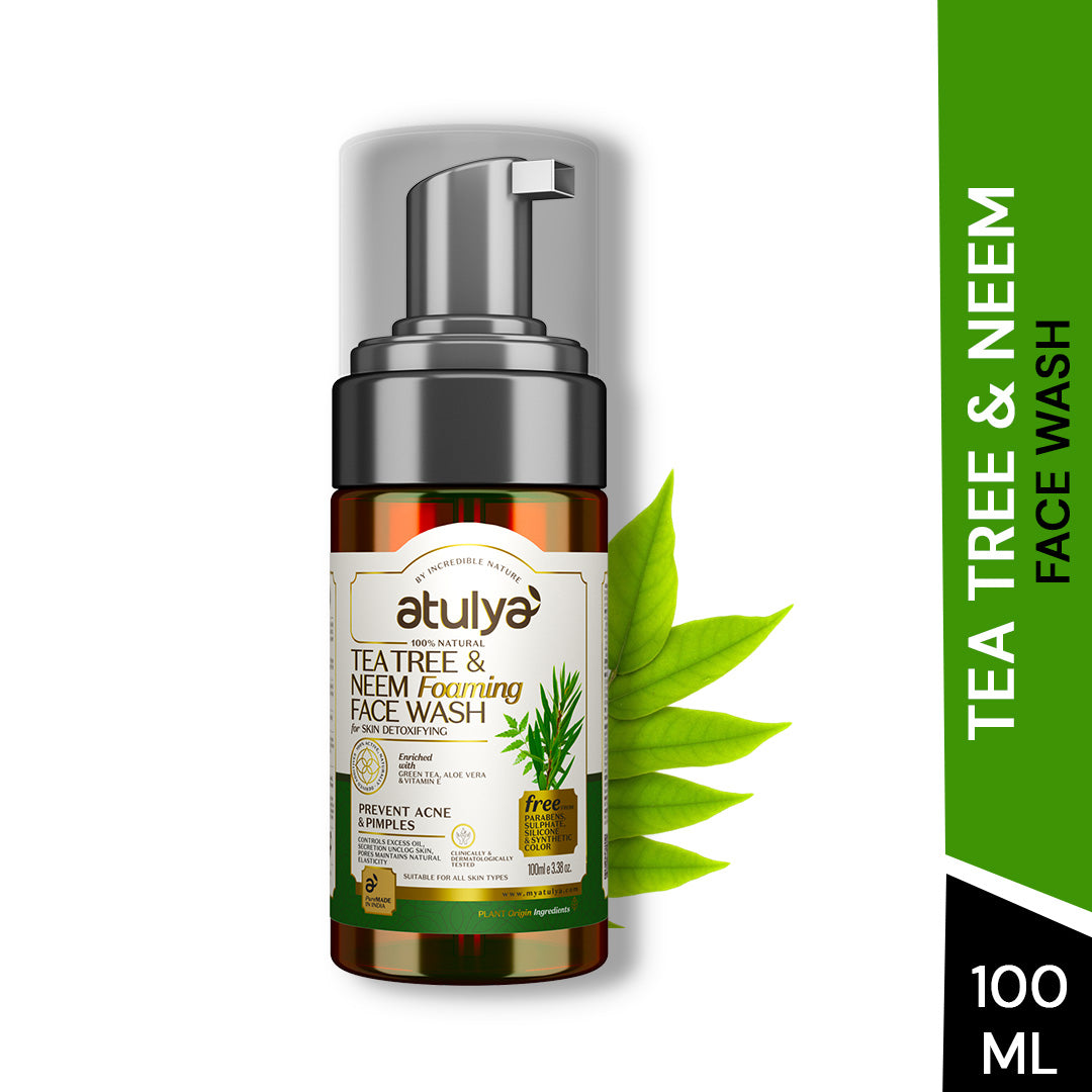 Atulya Tea Tree & Neem Foaming Face Wash With Pump | Prevents Acne - 100ml view 2