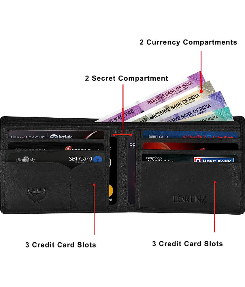 Lorenz Black 100% Leather Men's RFID Wallet ( Pack of 1 ) view 2