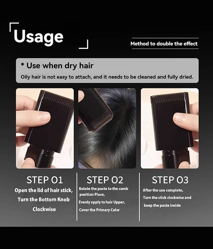 Adbeni Hair Stick Comb Natural Temporary Hair Color 20 g Brown view 2