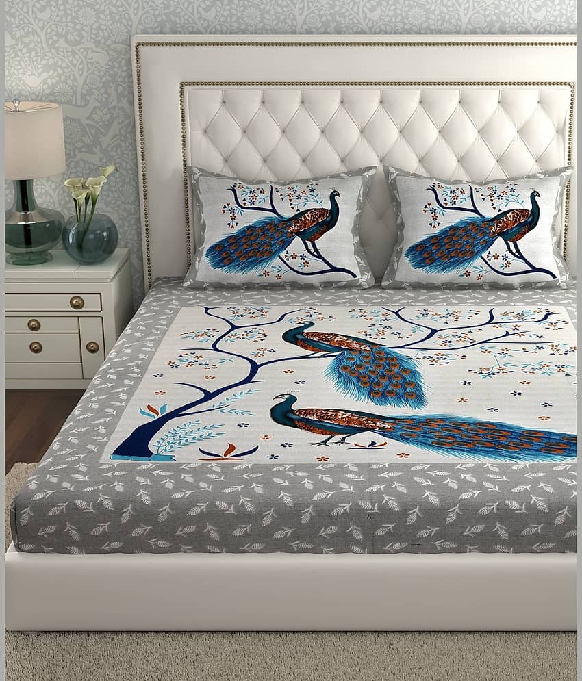 ABHACLOTHO Cotton 1 Double Bedsheet with 2 Pillow Covers ( Multicolor ) view 2