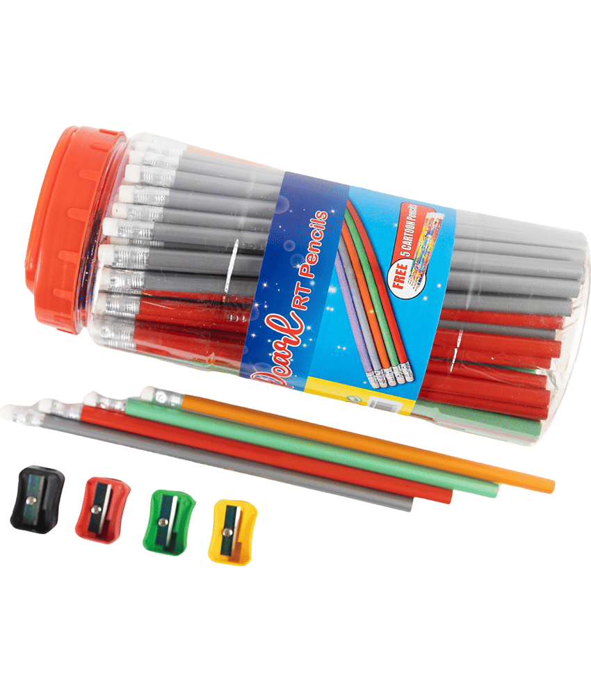 Artiggle Pearl RT Rubber Tiped Pencil Jar, Comfortable & Soft In Hands | Dark & Neat Handwriting |5 Complementary Sharpener,pack of 100 Pencil view 2