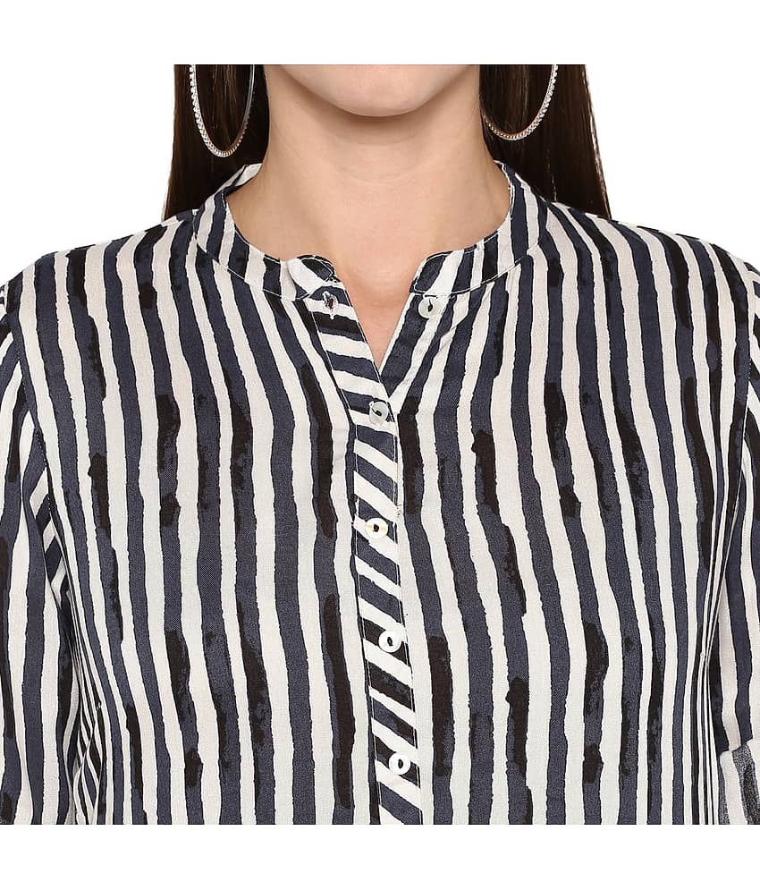 Antaran Rayon Striped Straight Women's Kurti - White ( Pack of 1 ) view 2