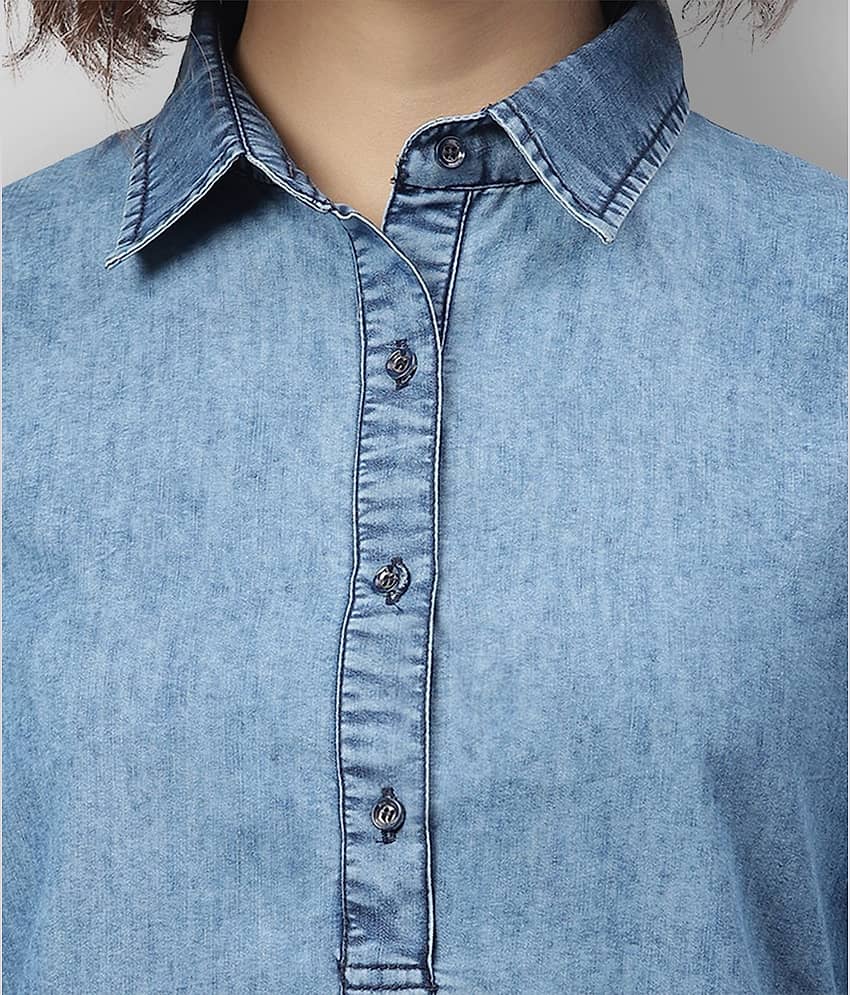 StyleStone Women Denim Shirt Dress ( Navy ) view 2