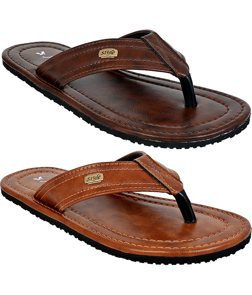 Altek Brown Men's Thong Flip Flop view 2
