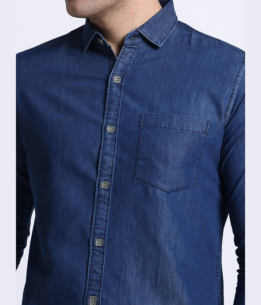 plounge Denim Regular Fit Solids Full Sleeves Men's Casual Shirt - Blue ( Pack of 1 ) view 2