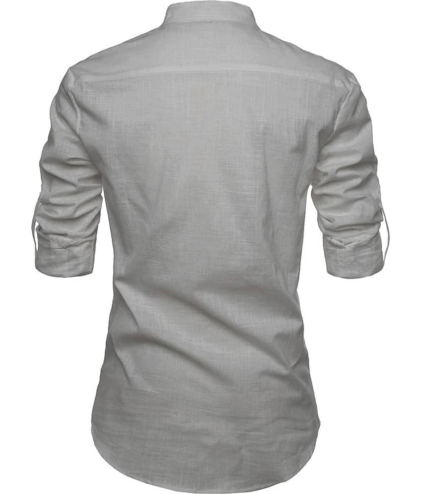 TrendiVastra Turquoise Cotton Blend Men's Shirt Style Kurta ( Pack of 1 ) view 2