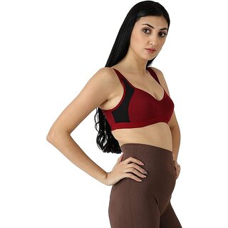 Women's Cotton Non-Padded Wire Free Full-Coverage Bra (Maroon) view 2