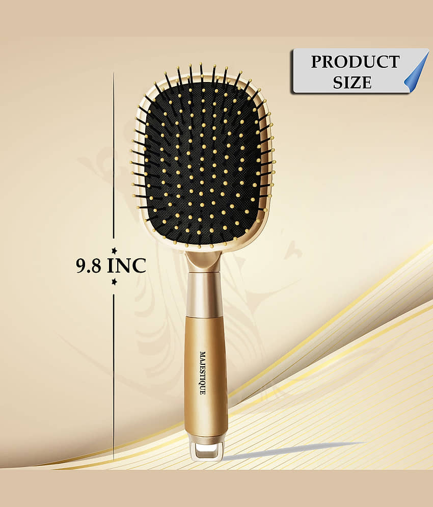 Majestique Detangling Paddle Brush Refresh and Extend for All Hair Types - Pack of 1 (Golden) view 2