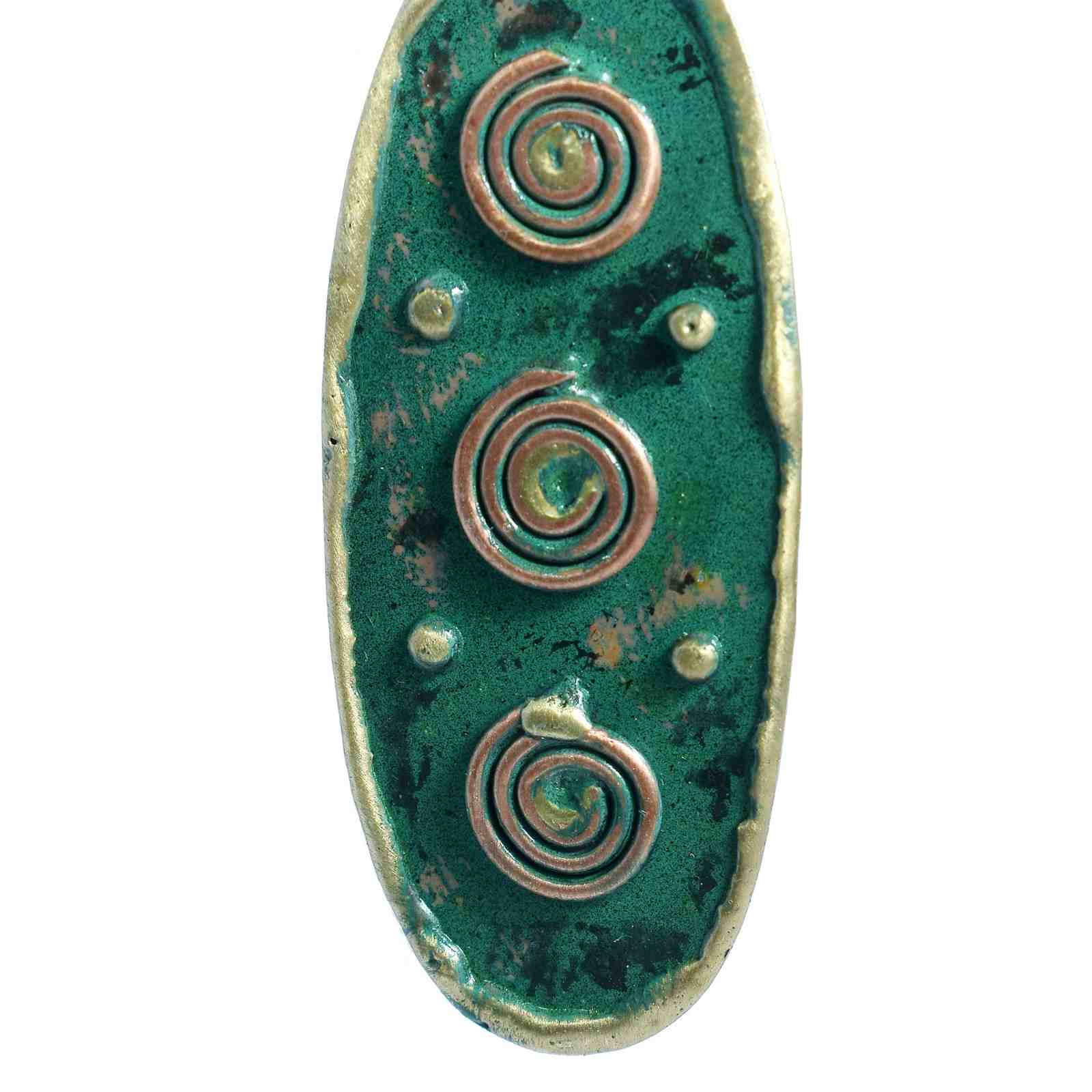 Handcrafted Green Geometric Design Earring view 2