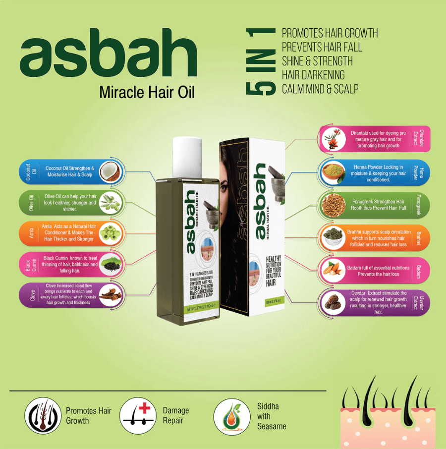 Asbah Herbal Growth Support Hair Oil – Natural Growth & Care view 2