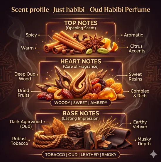 Just Habibi | Oud Habibi-Him Perfume: Crowned in smoke, cloaked in oud. view 2
