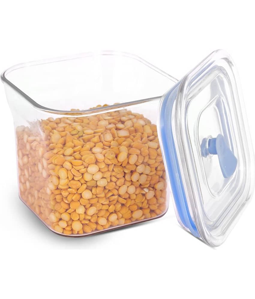 HomePro Fabio Airtight Transparent storage Plastic container pack of 6, Square, 600ml, Blue view 2