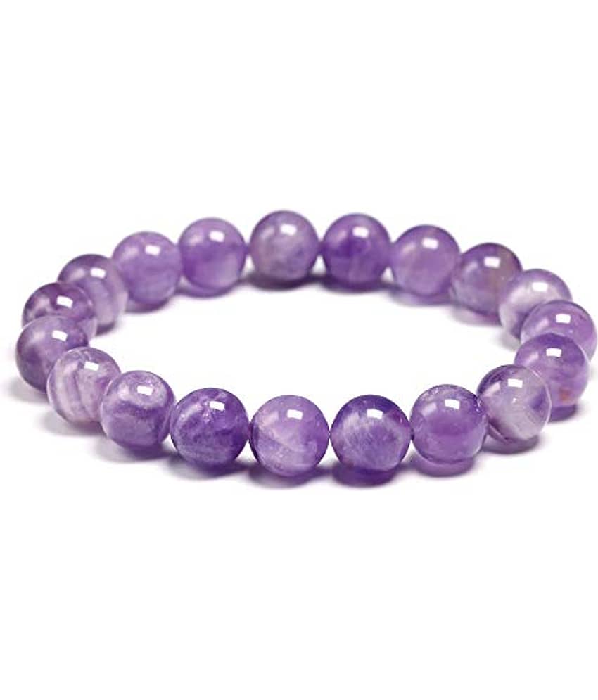 KESAR ZEMS Natural Amethyst Stone Stretchable Bracelet With Certificate For Unisex (10 x 2 x 1 CM) Violet. view 2