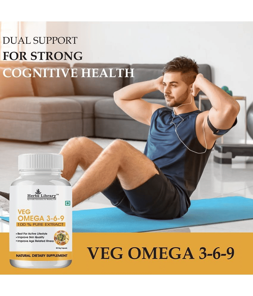 Herbs Library Omega 3 6 9 Supplement For Skin, Heart & Joint Health, 60 Capsules (Pack of 1) view 2
