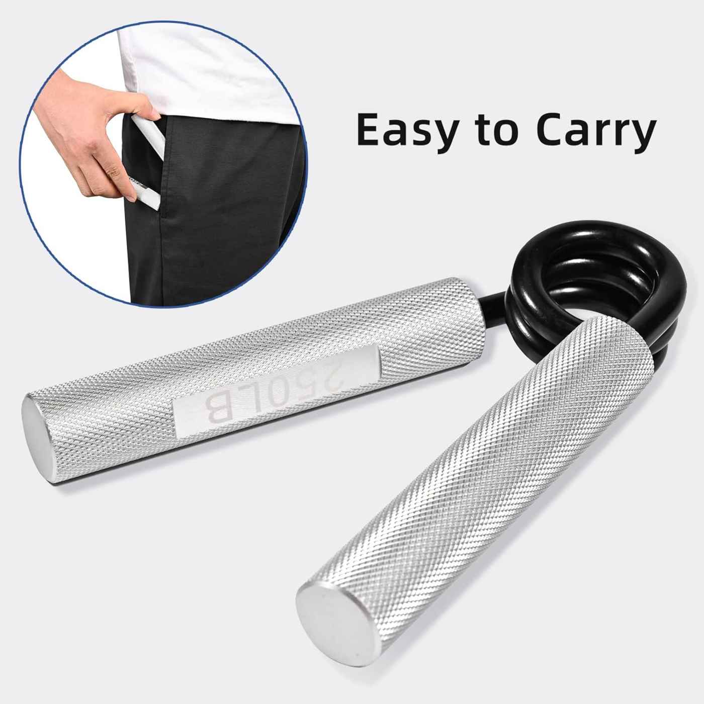 Metal Hand Gripper 200 Lbs Heavy Duty Forearm Wrist Strength Exercise Hand Grip, Fitness Grip Silver (Pack of 1) Color - Silver, Pattern - Solid view 2