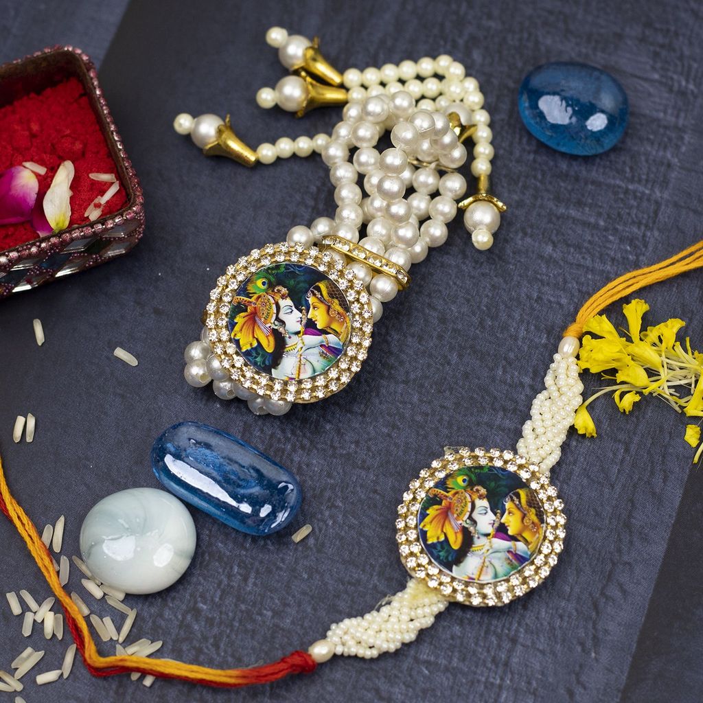 Craftlayout Multicolor Radha Krishna Lumba Rakhi For Brother and Bhabhi view 2