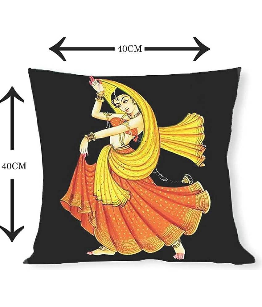Laphino Set of 5 Jute Graphic Square Cushion Cover (40X40)cm - Black view 2