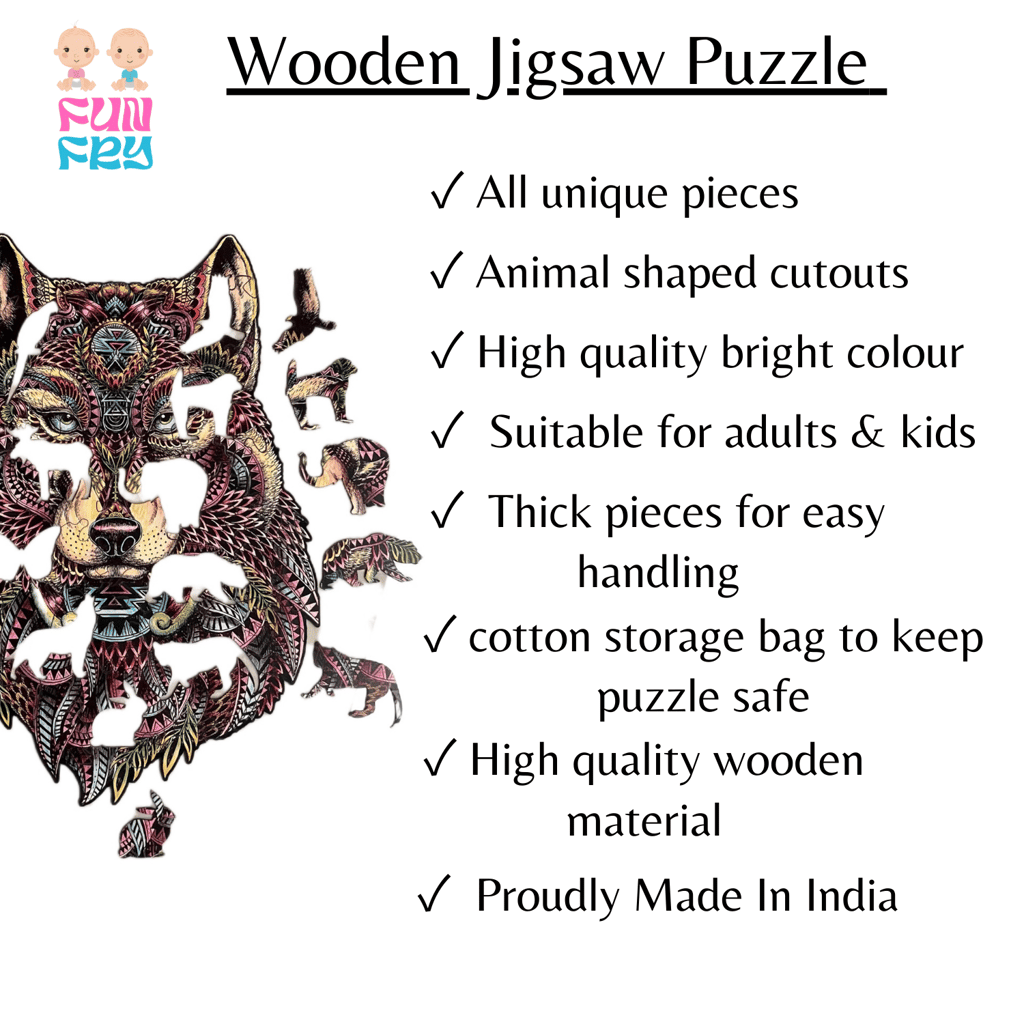 Luna Wolf Shaped Wooden Jigsaw Puzzle - 260 Pieces - For Adults and Kids Ages 14+ view 2