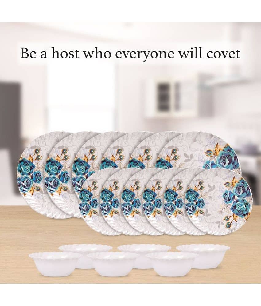 HomePro R L Plate and Bowl Set of 18 Blue Melamine Dinner Set ( Pack of 12 ) view 2