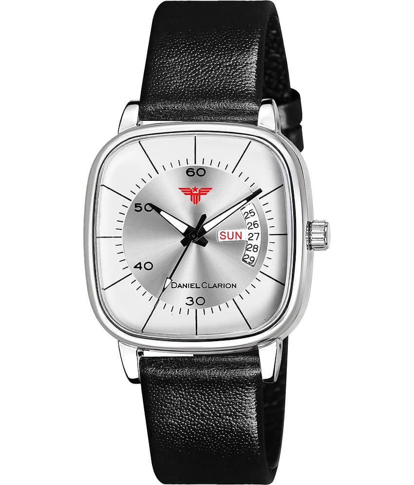 Daniel Clarion Black Leather Analog Men's Watch