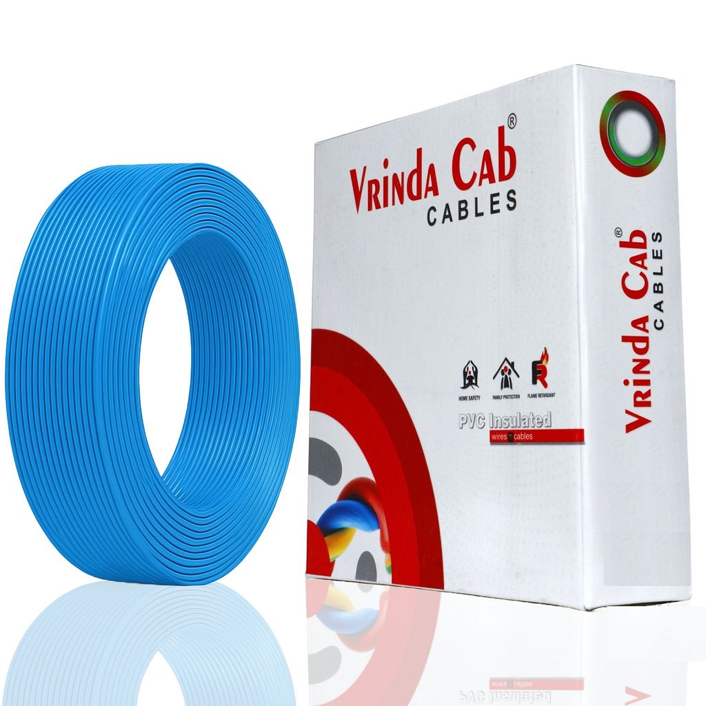 VRINDACab Blue 2.5MM 90 MTR Wire | FR PVC Insulated Multi Strand CCA Copper Electrical Cable | Flame Retardant House Wiring Wire for Domestic & Industrial Use