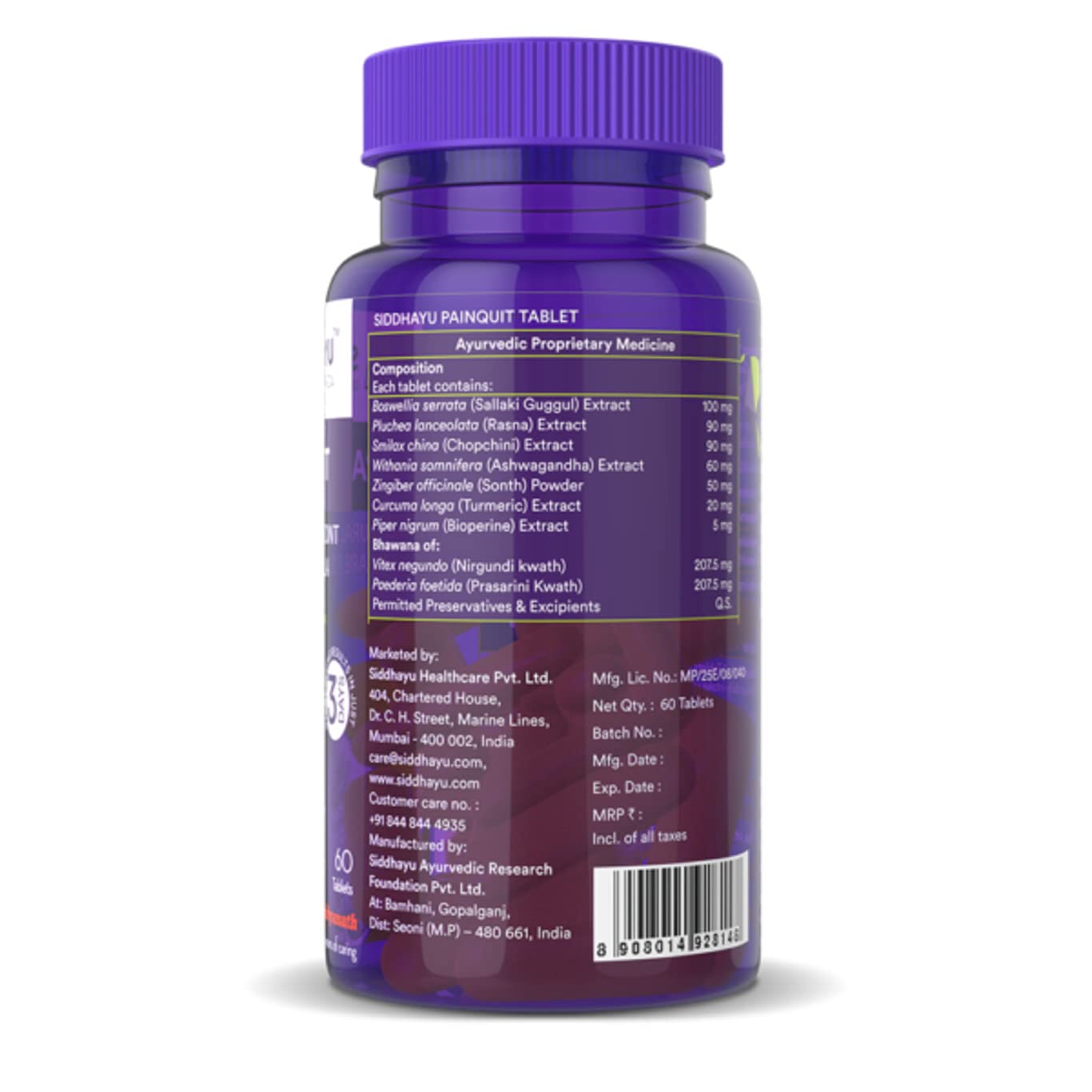 Baidyanath Siddhayu Painquit Tablet 60 Tab view 2