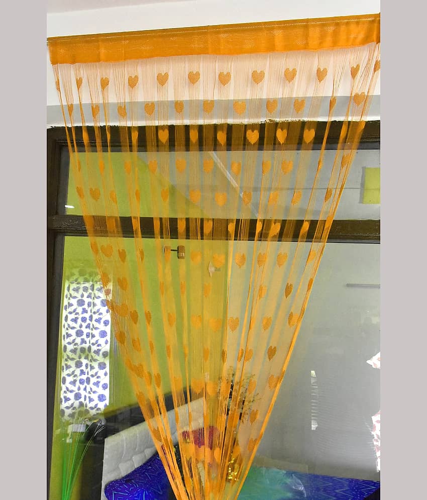 Handloomwala Abstract Semi-Transparent Rod Pocket Curtain 6.5 ft ( Pack of 1 ) - Green view 2