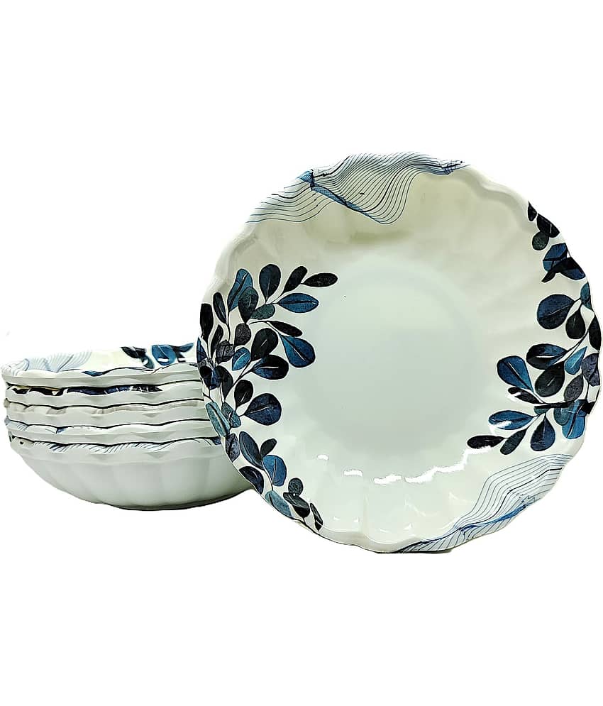 Laserbot MICROWAVE SAFE Melamine Printed Fruit Bowl 14 cm ( Set of 6 ) Light Blue