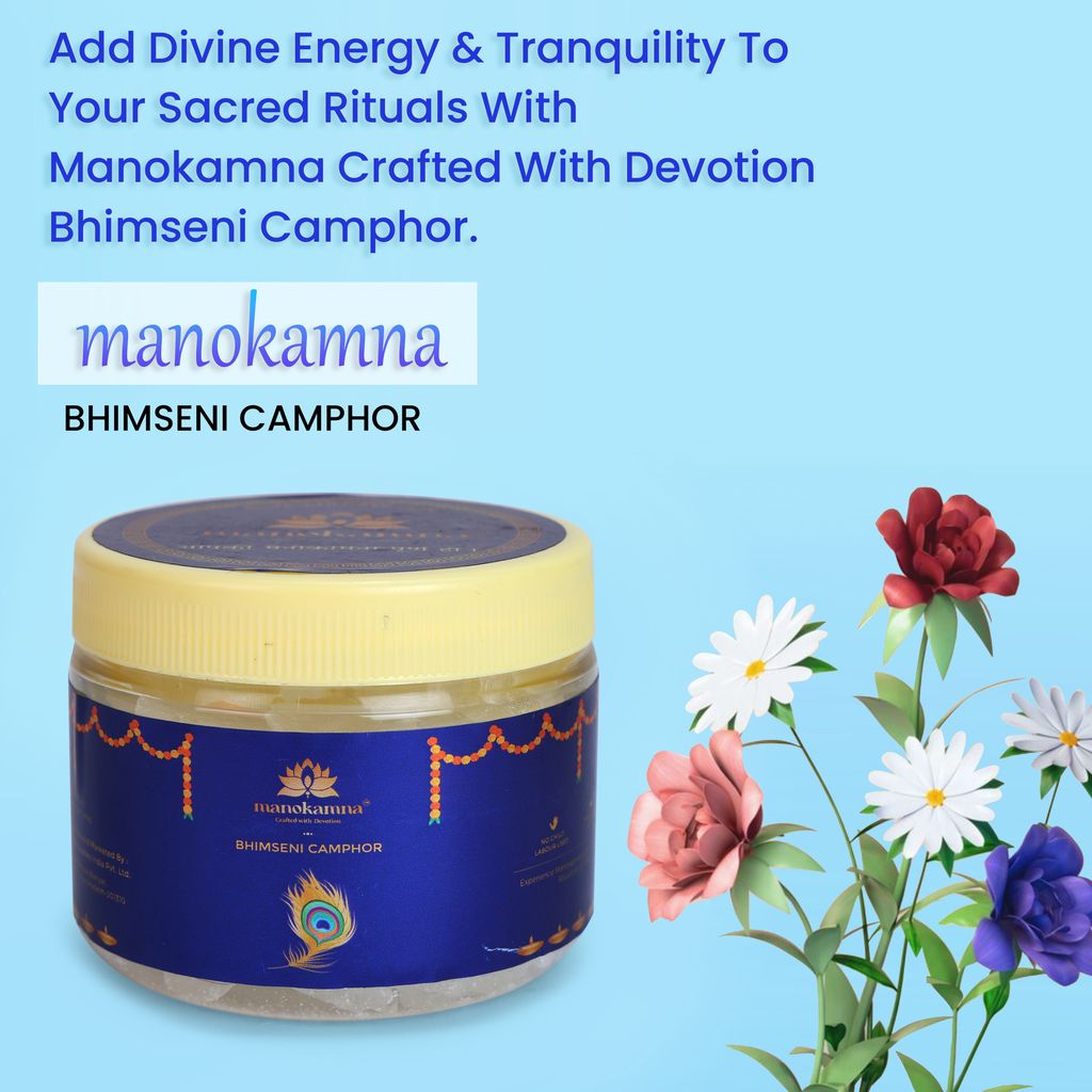 Manokamna Divine Bhimseni Camphor – Traditional Remedy with Spiritual Essence | Ayurvedic Grade & Organic | Strong Aroma for Healing & Puja
