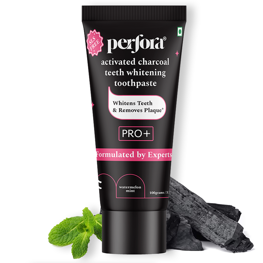 Perfora Activated Charcoal Whitening Toothpaste | Enamel Safe Teeth Whitening Toothpaste for Men & Women | Removes Coffee, Tobacco & Wine Stains | SLS Free | Watermelon Mint, 100 gm