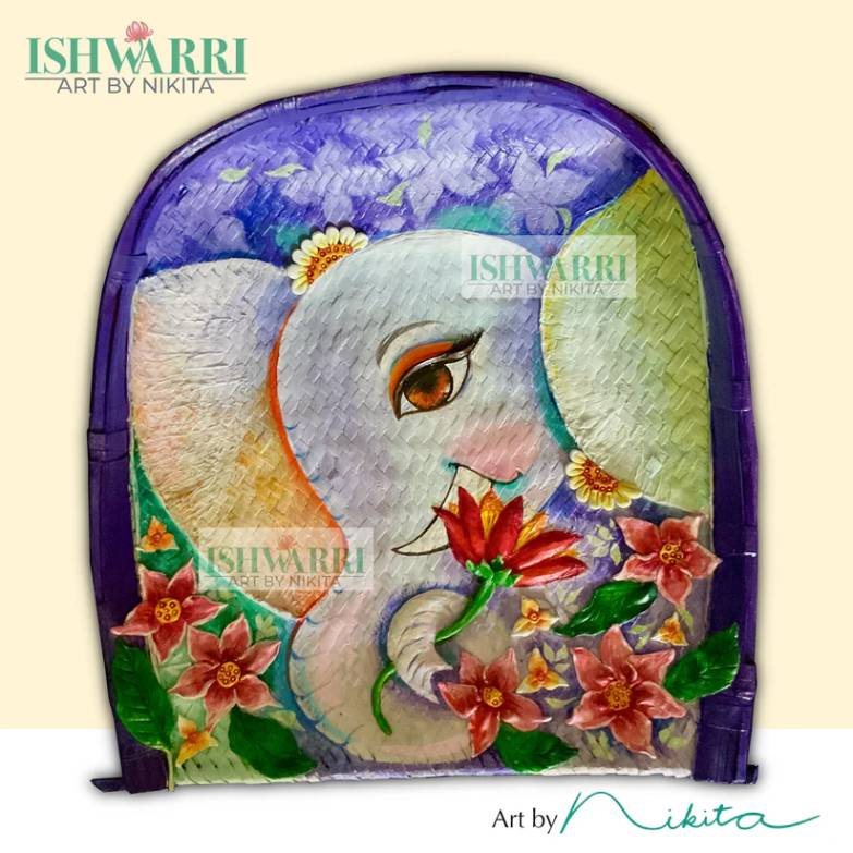 Elephant with Floral Elegance (11X12)